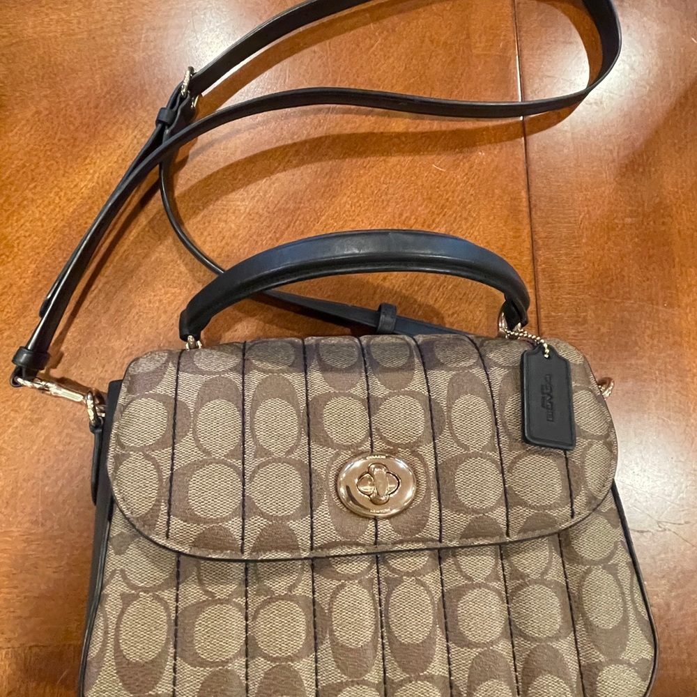 Coach Tan and Black Crossbody Bag
